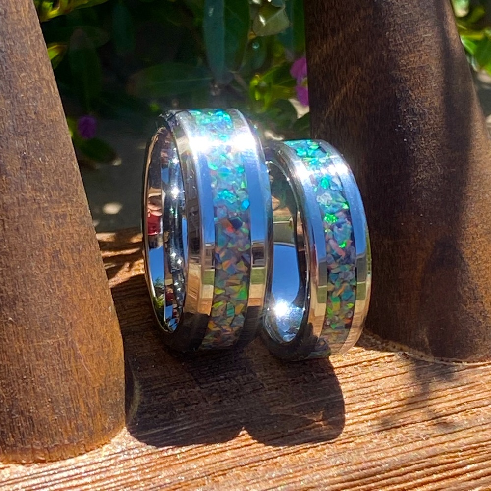 Tungsten and moonstone opal